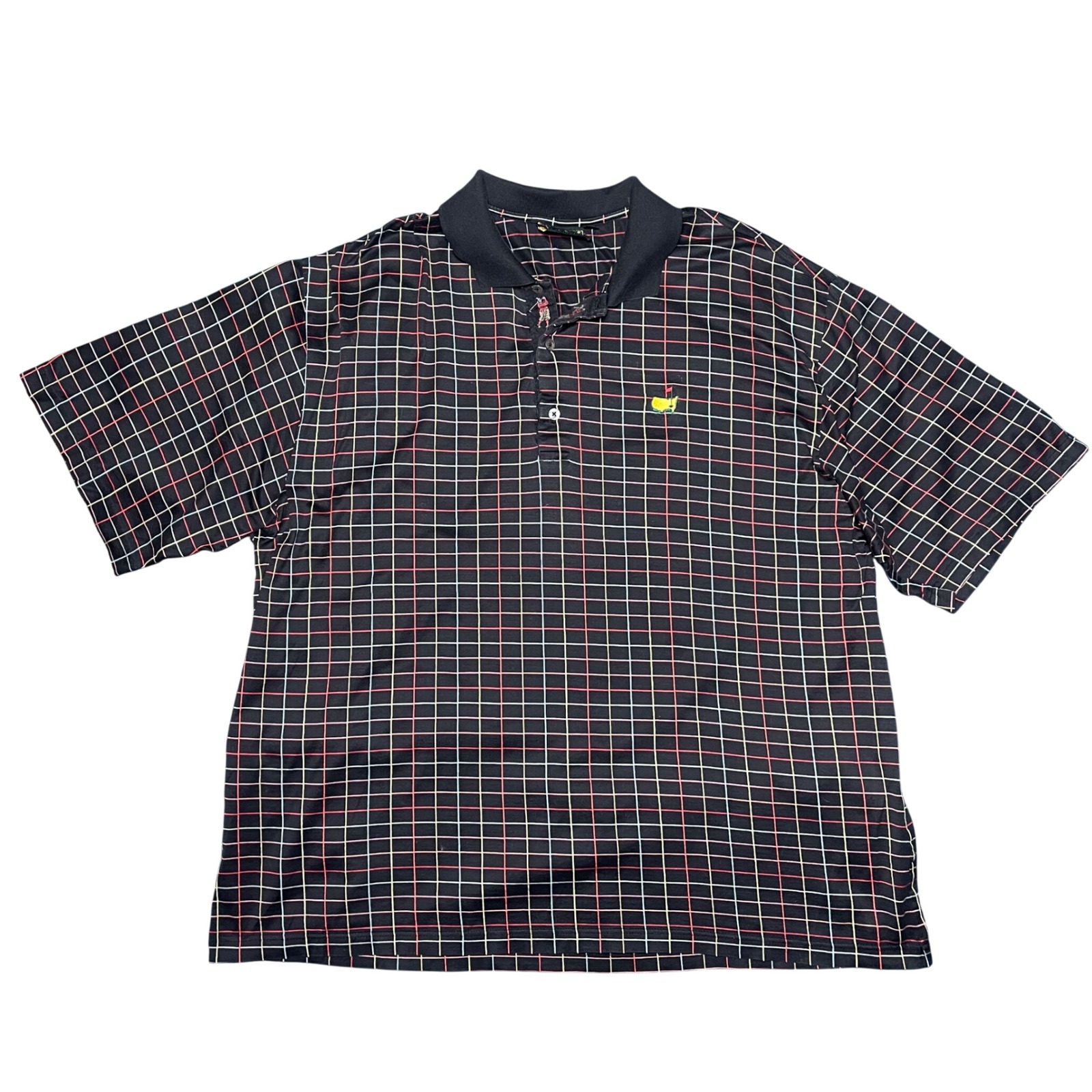 Bobby Jones Masters Tournament Golf Polo Shirt Mens Xl Black Windowpane Cotton
